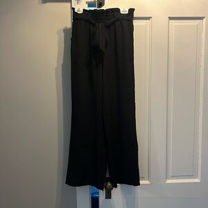 Paper bag waist black pants
